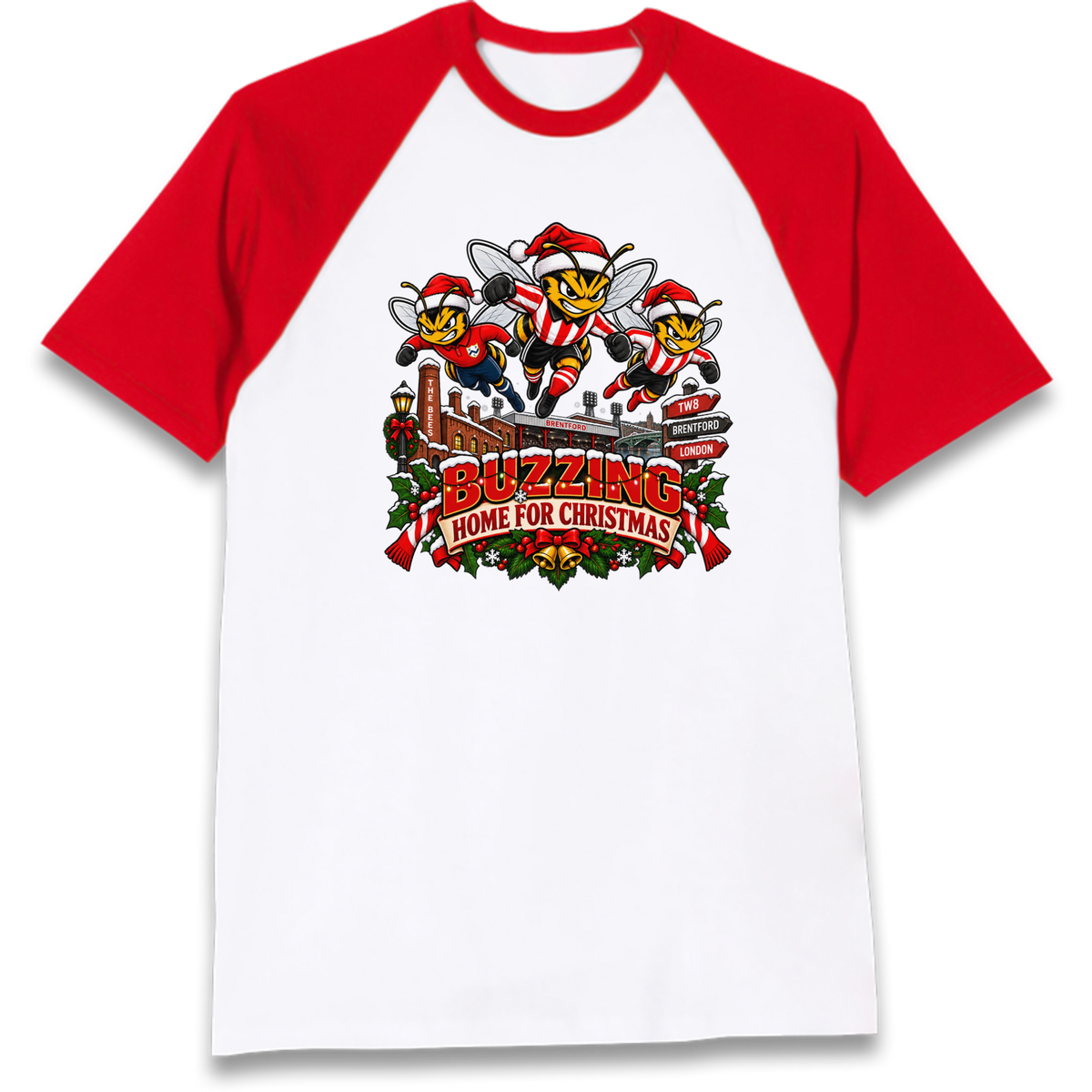 Brentford Football Christmas Raglan T-Shirt