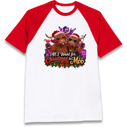 Highland Cow Christmas Raglan T-Shirt