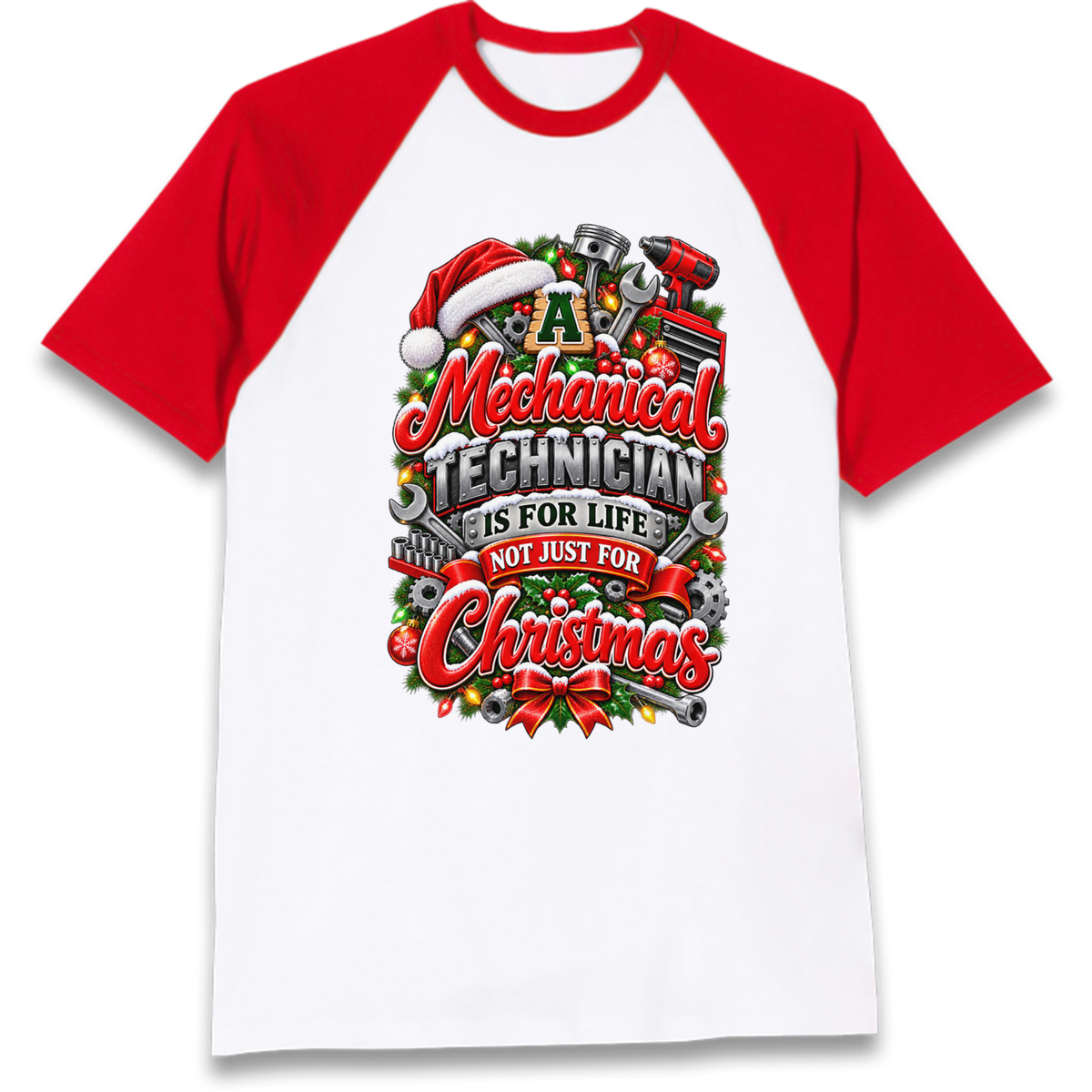 Mechanical Technician Christmas Raglan T-Shirt