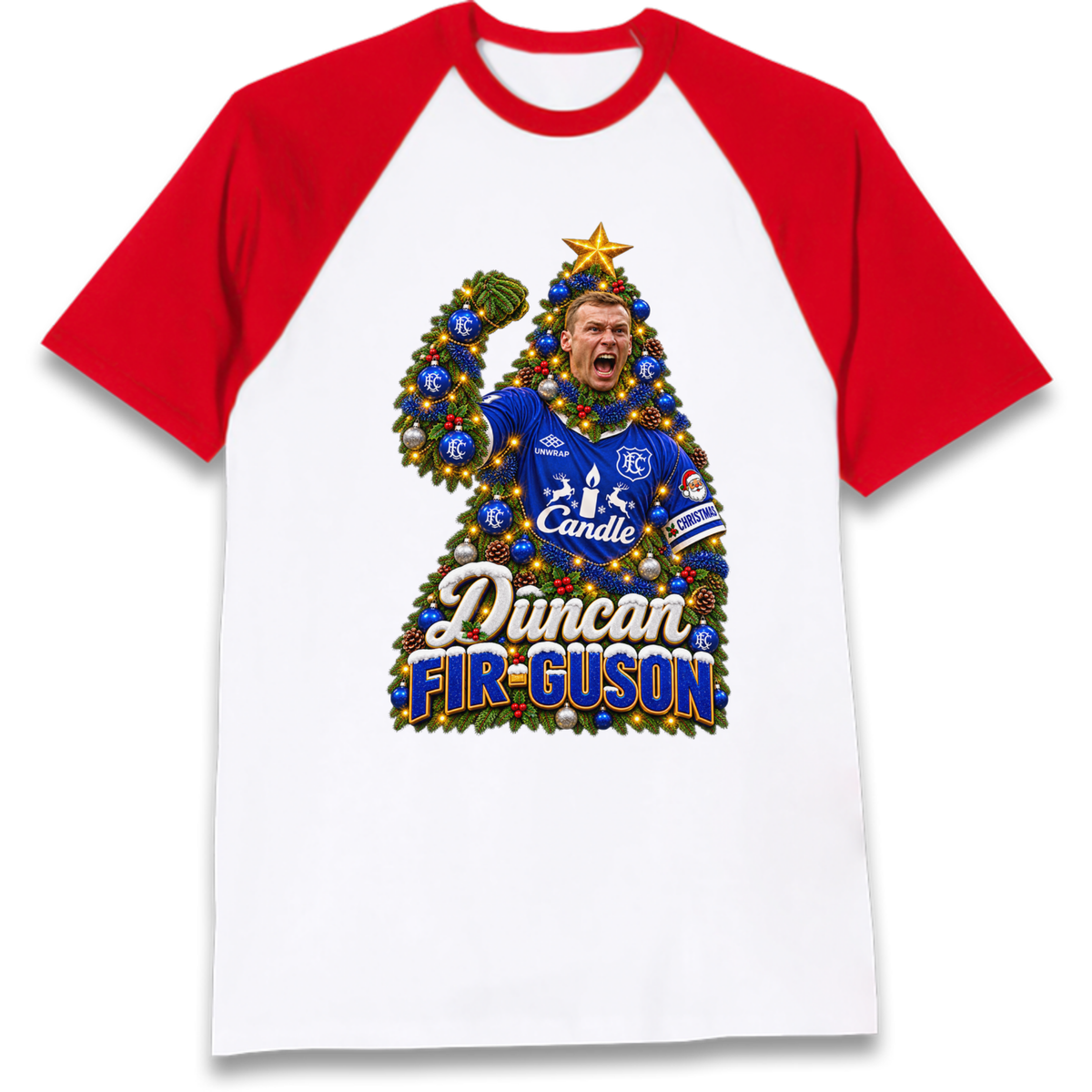 Duncan Ferguson Everton Christmas Raglan T-Shirt