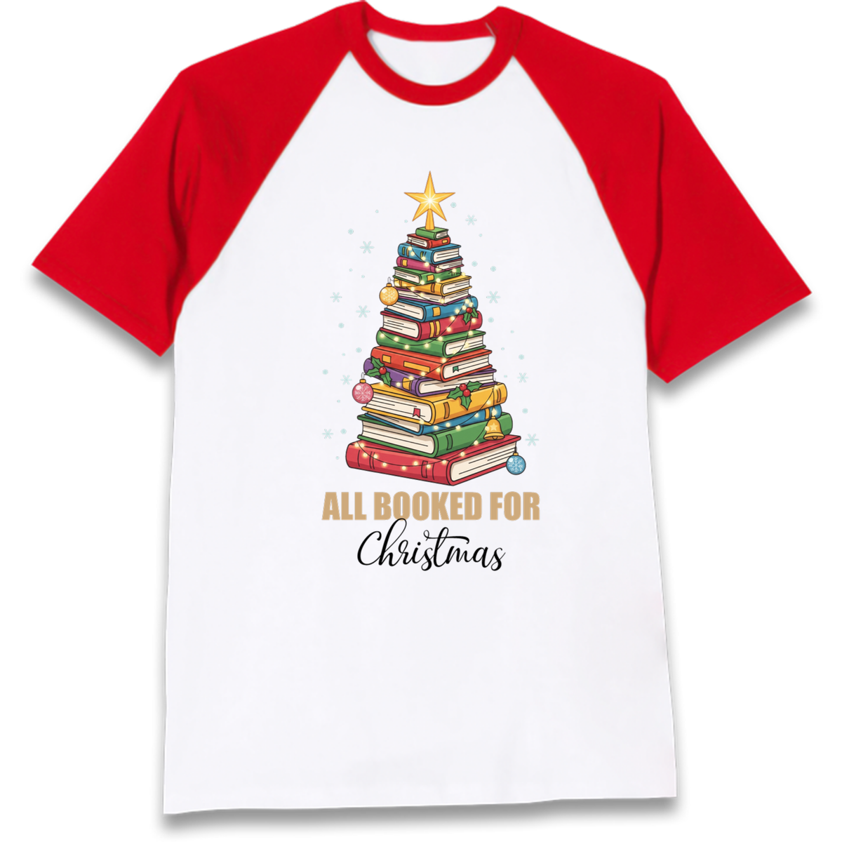 Book Tree Christmas Raglan T-Shirt