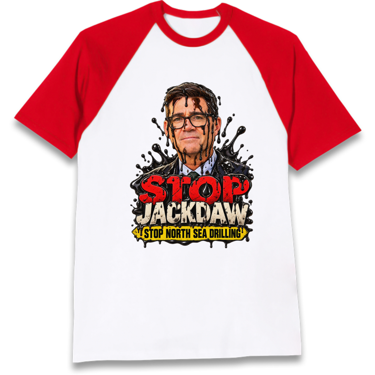Stop Jackdaw Stop North Sea Drilling Andy Burnham Raglan T-Shirt