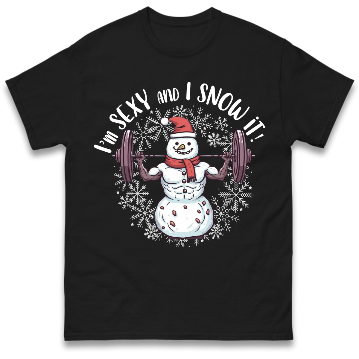 Gym Snowman Graphic Christmas T-Shirt
