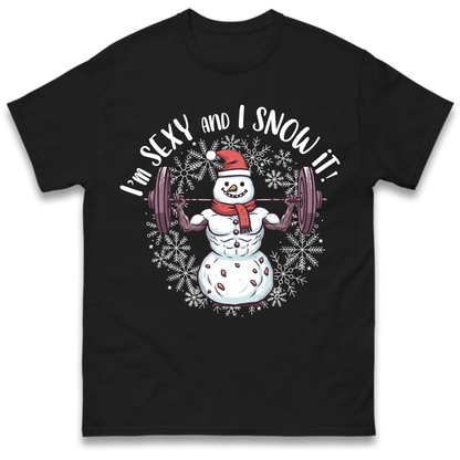 Gym Snowman Graphic Christmas T-Shirt