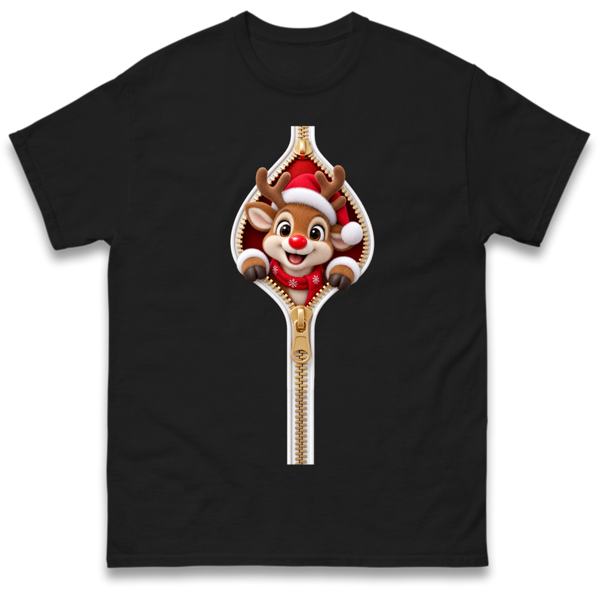Reindeer Zip Christmas T-Shirt