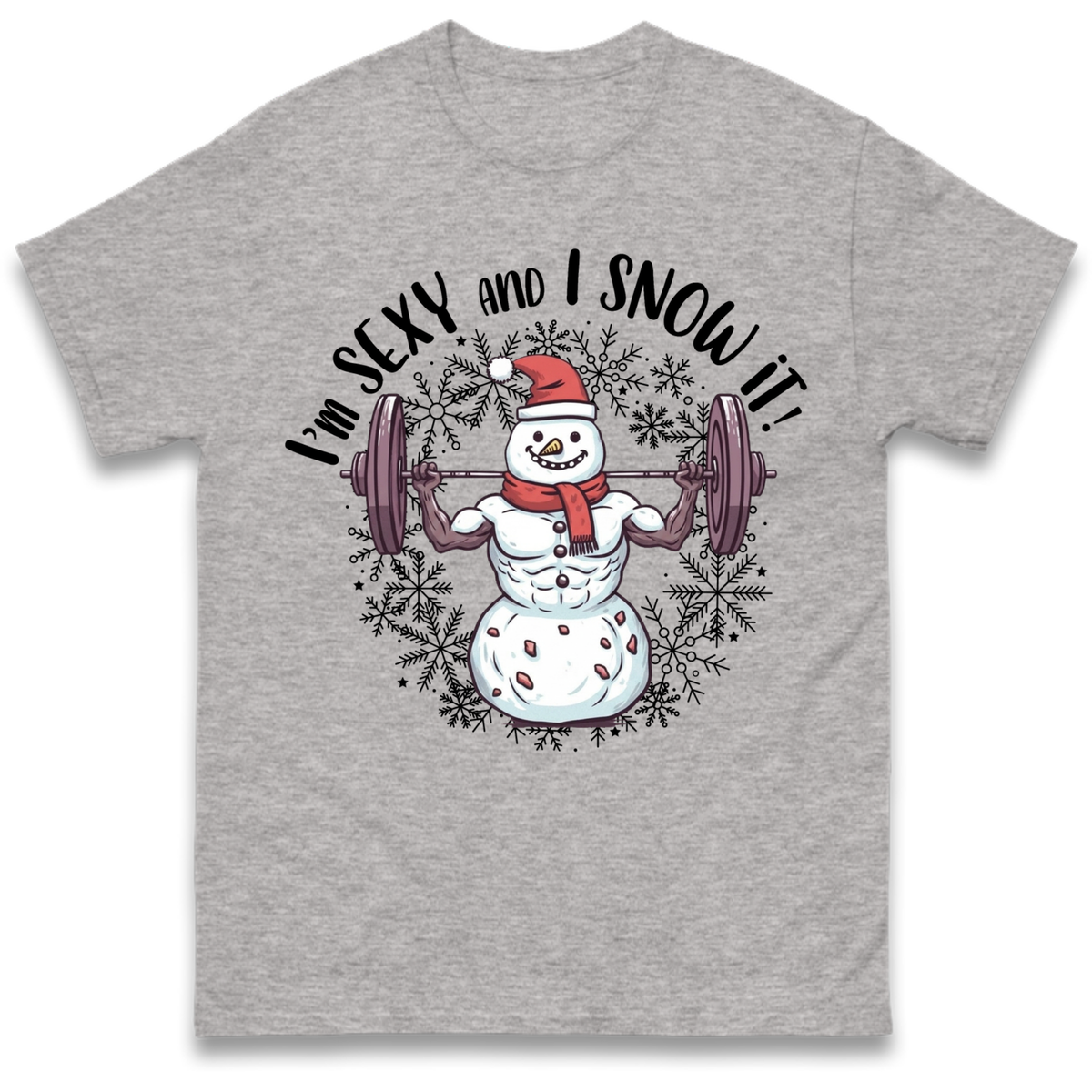 Gym Snowman Graphic Christmas T-Shirt
