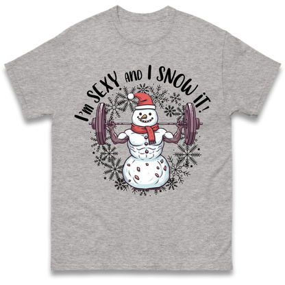 Gym Snowman Graphic Christmas T-Shirt