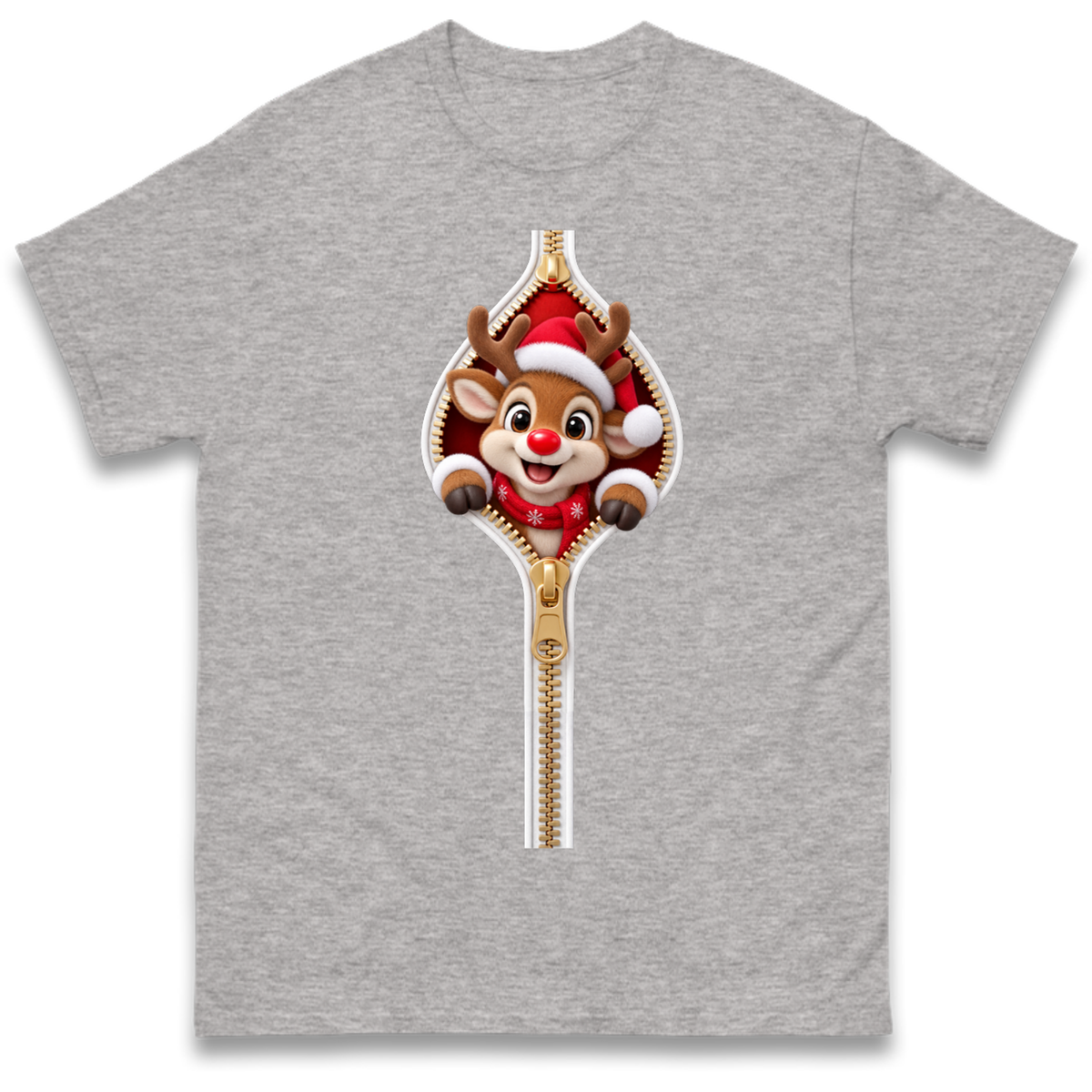 Reindeer Zip Christmas T-Shirt