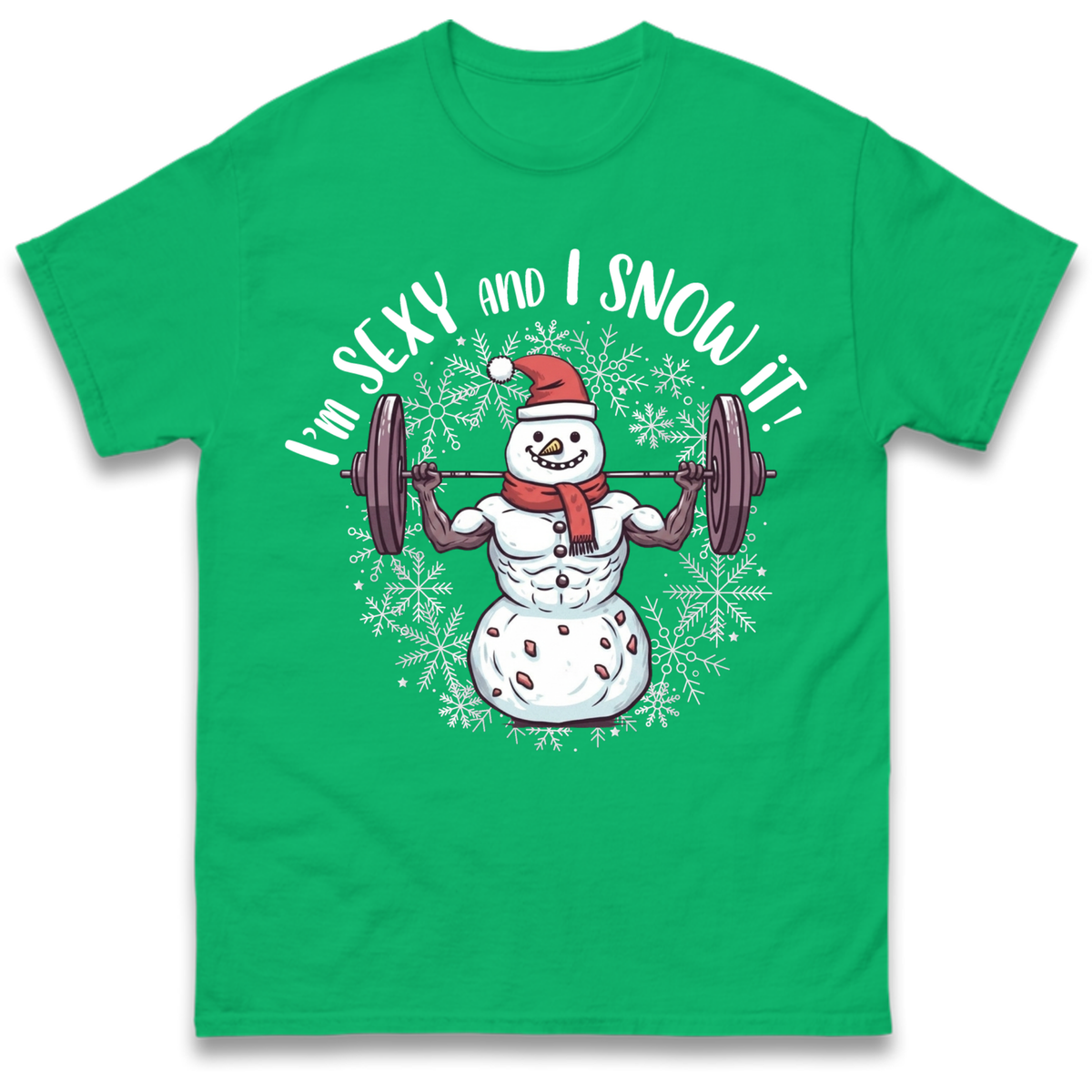 Gym Snowman Graphic Christmas T-Shirt