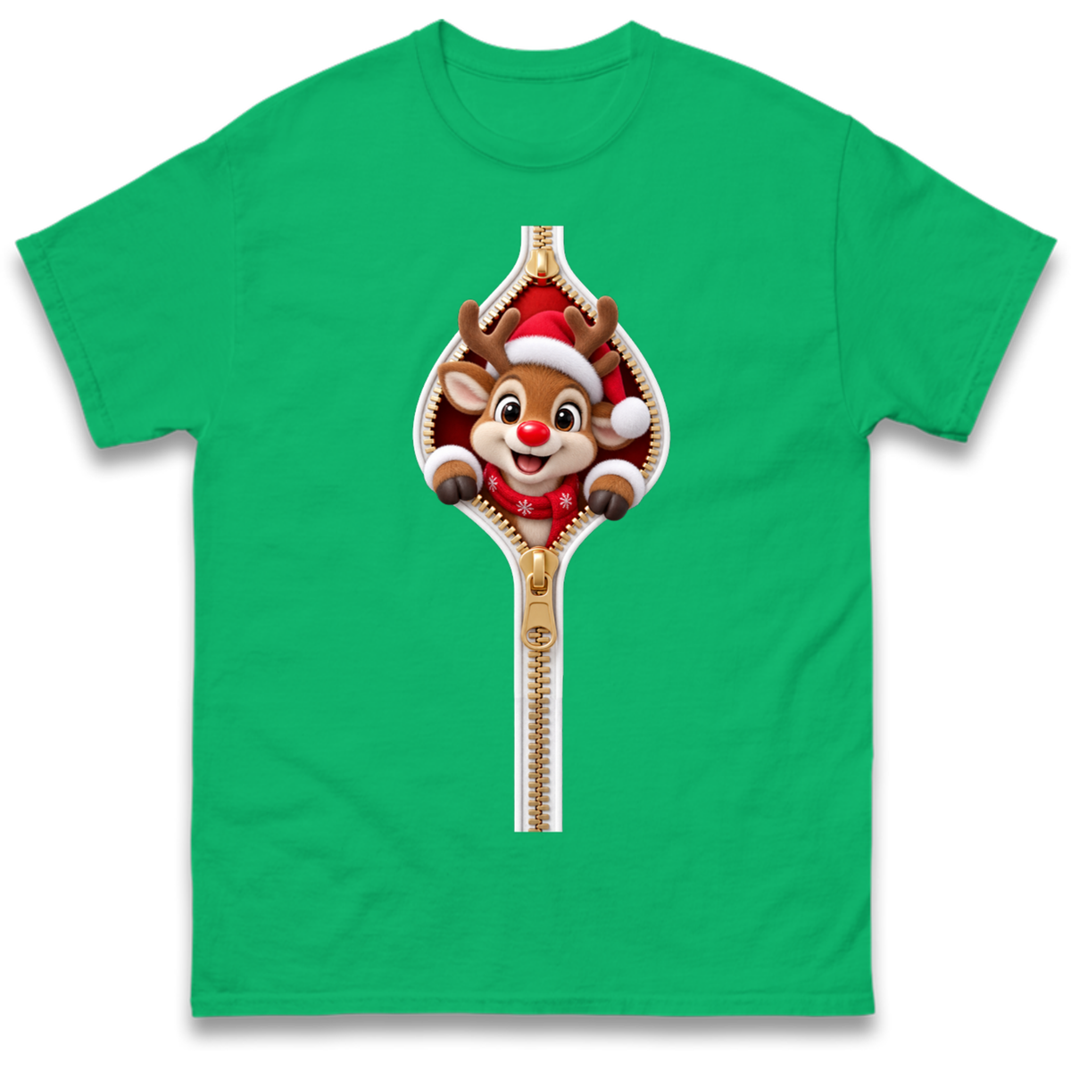 Reindeer Zip Christmas T-Shirt