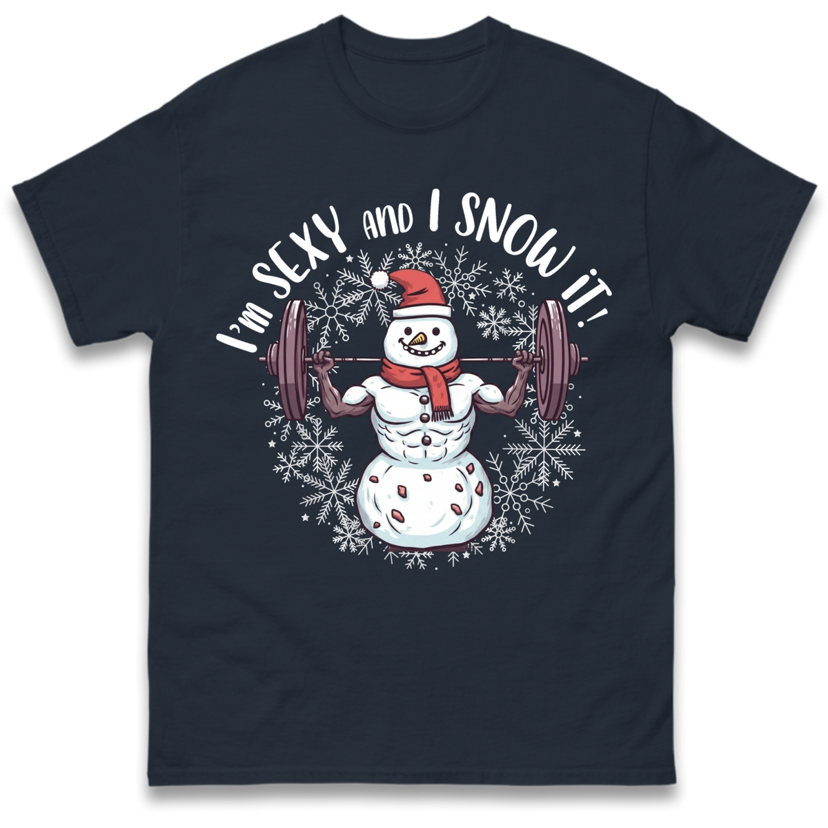 Gym Snowman Graphic Christmas T-Shirt