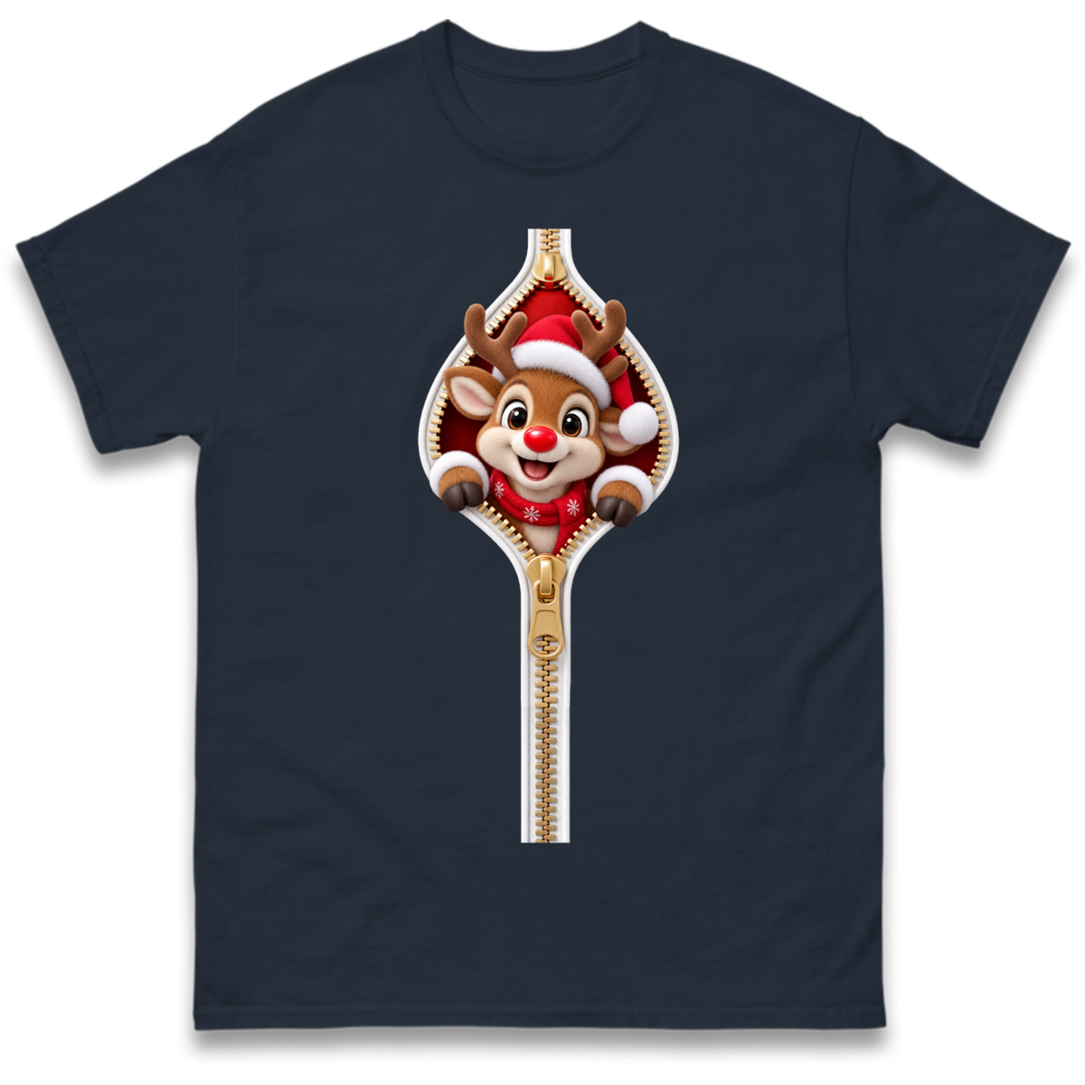 Reindeer Zip Christmas T-Shirt