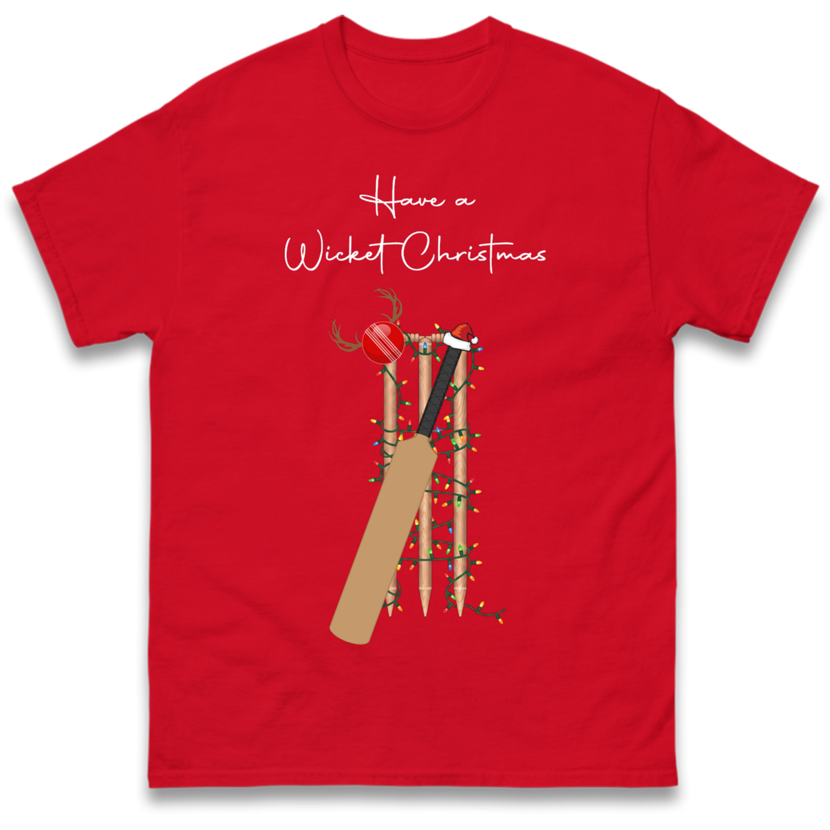 Cricket Bat Graphic Christmas T-Shirt