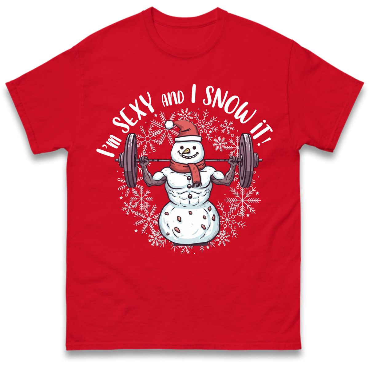 Gym Snowman Graphic Christmas T-Shirt