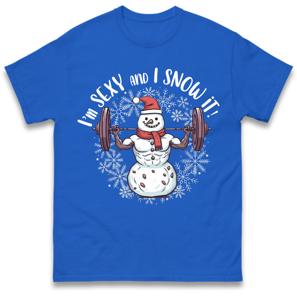 Gym Snowman Graphic Christmas T-Shirt