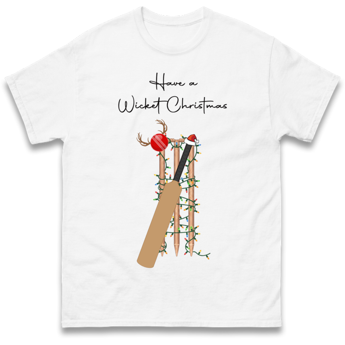 Cricket Bat Graphic Christmas T-Shirt