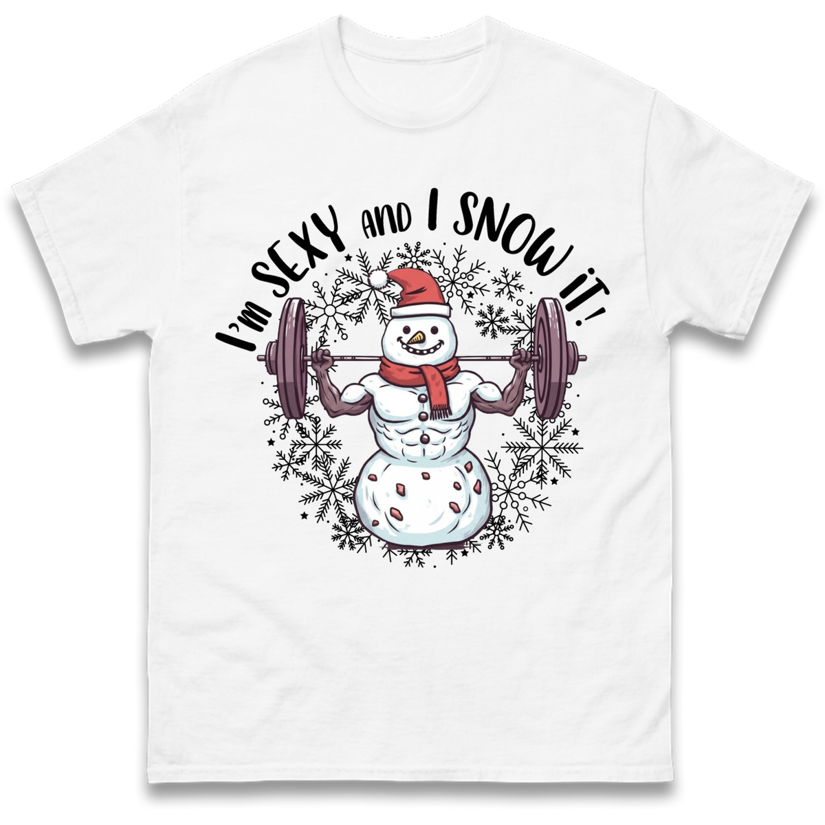 Gym Snowman Graphic Christmas T-Shirt