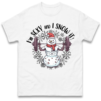 Gym Snowman Graphic Christmas T-Shirt