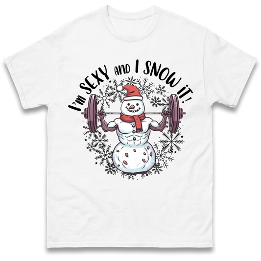 Gym Snowman Graphic Christmas T-Shirt