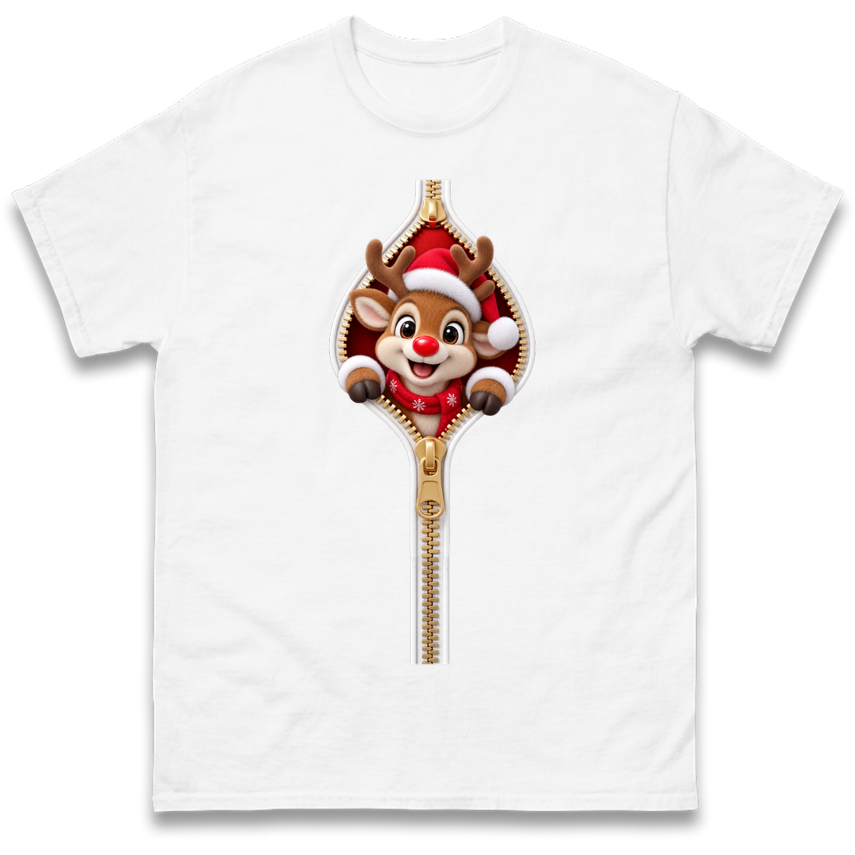Reindeer Zip Christmas T-Shirt