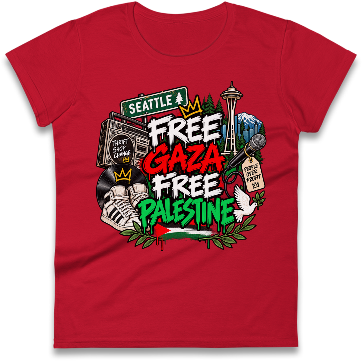 Macklemore Ed Sheeran Tour Palestine Ladies T-Shirt