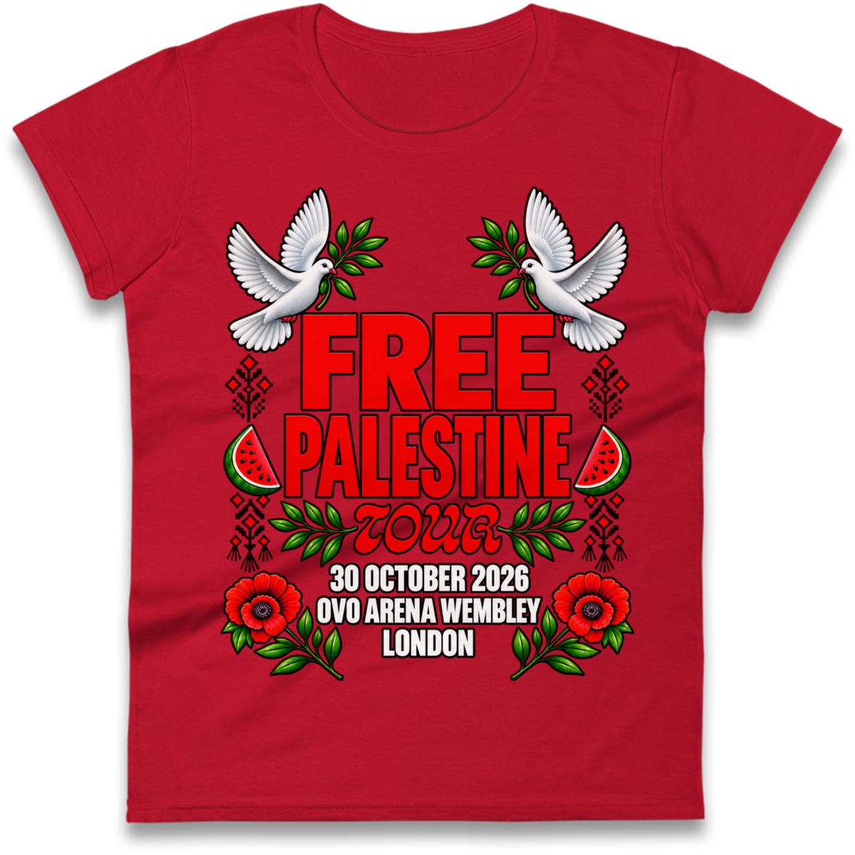 Macklemore and Friends Free Palestine Tour London 2026 Ladies T-Shirt