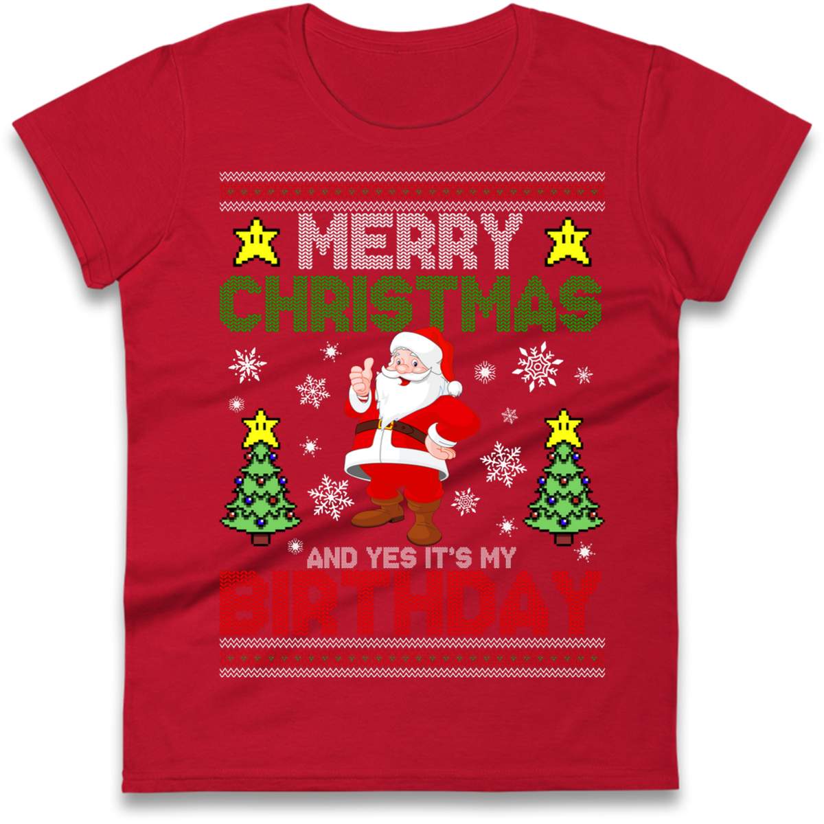 Santa birthday design Ladies T-Shirt