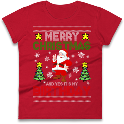 Santa birthday design Ladies T-Shirt