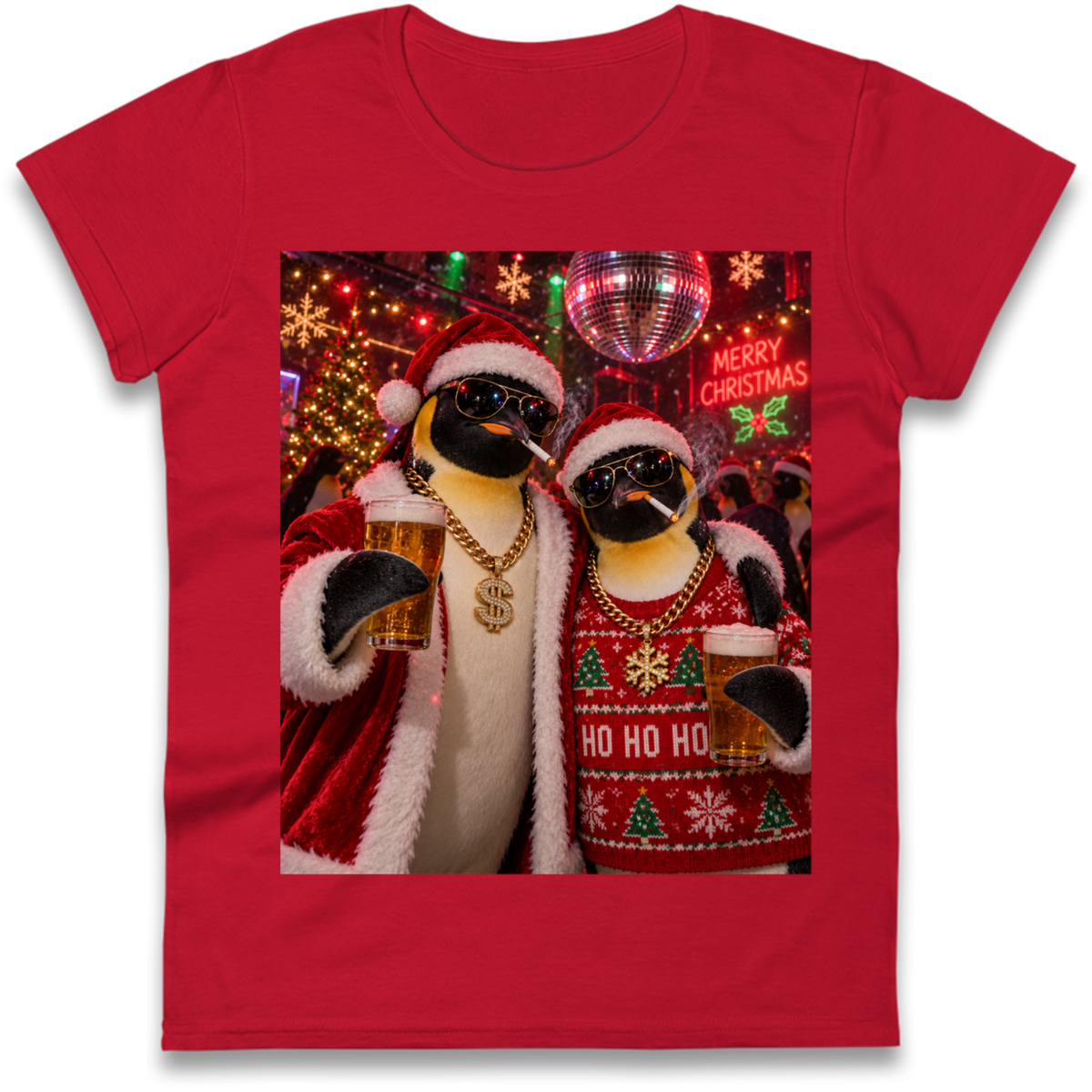 Penguin Christmas Ladies T-Shirt