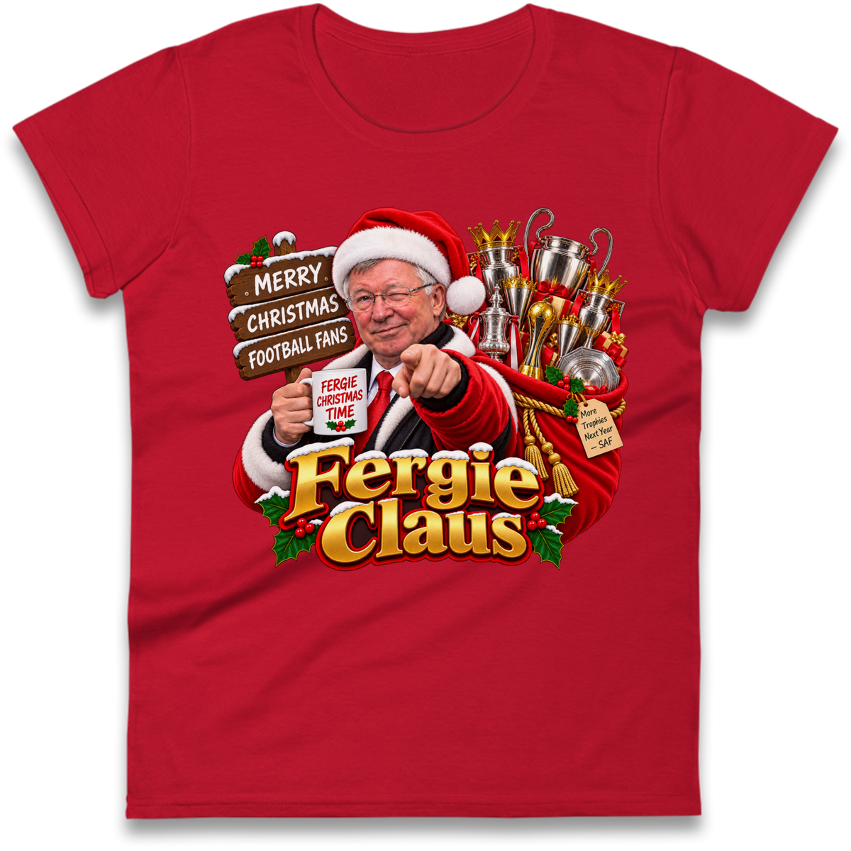 Man United Christmas Ladies T-Shirt