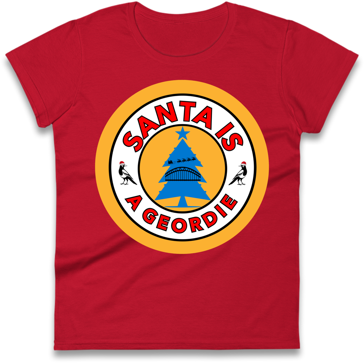 Geordie Santa  Christmas Ladies T-Shirt