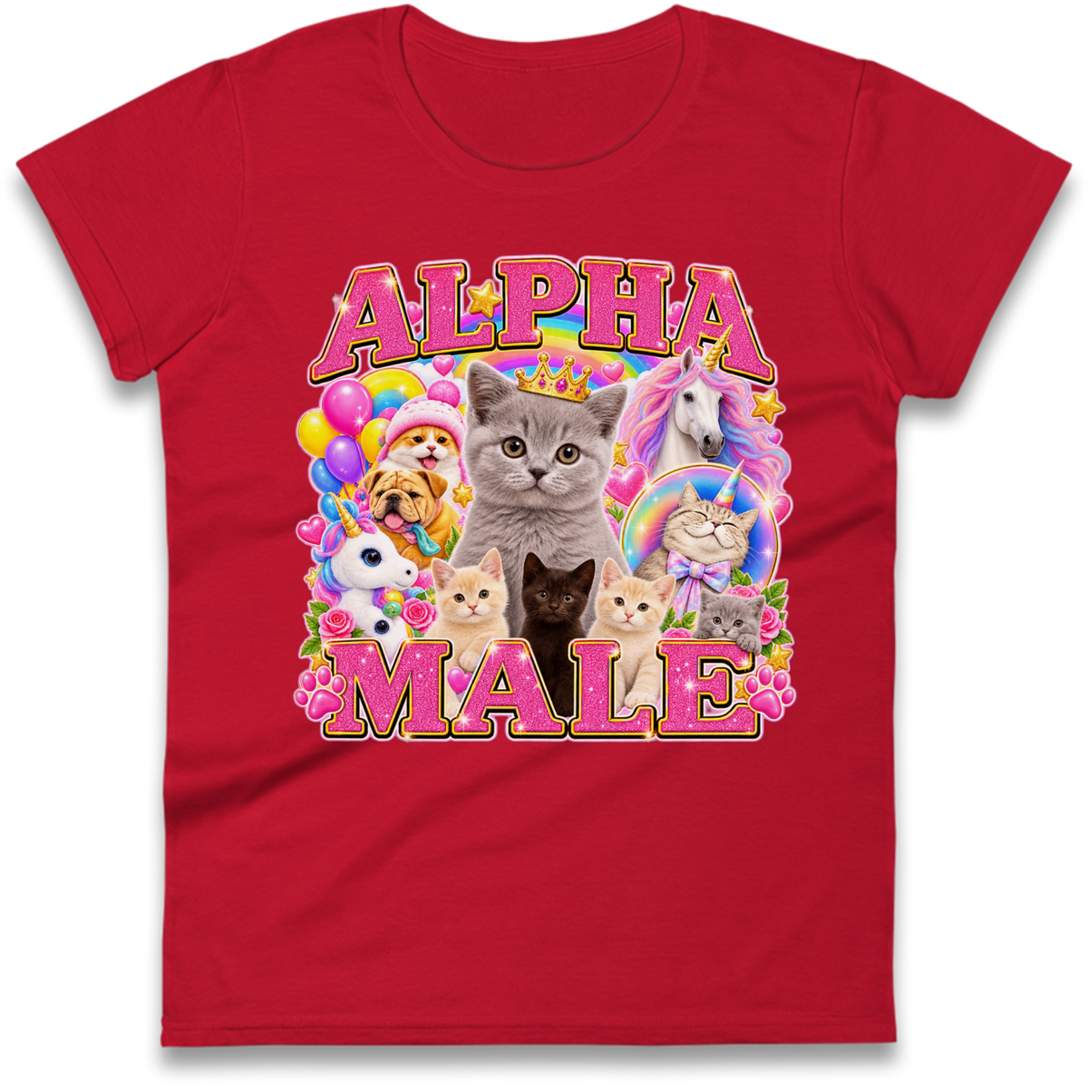 Alpha Male Funny Kitten Unicorn Ladies T-Shirt