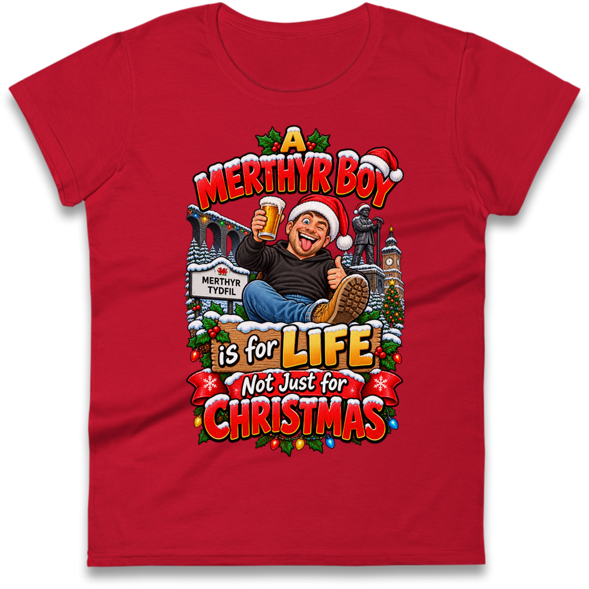 Merthyr Boy Christmas Ladies T-Shirt
