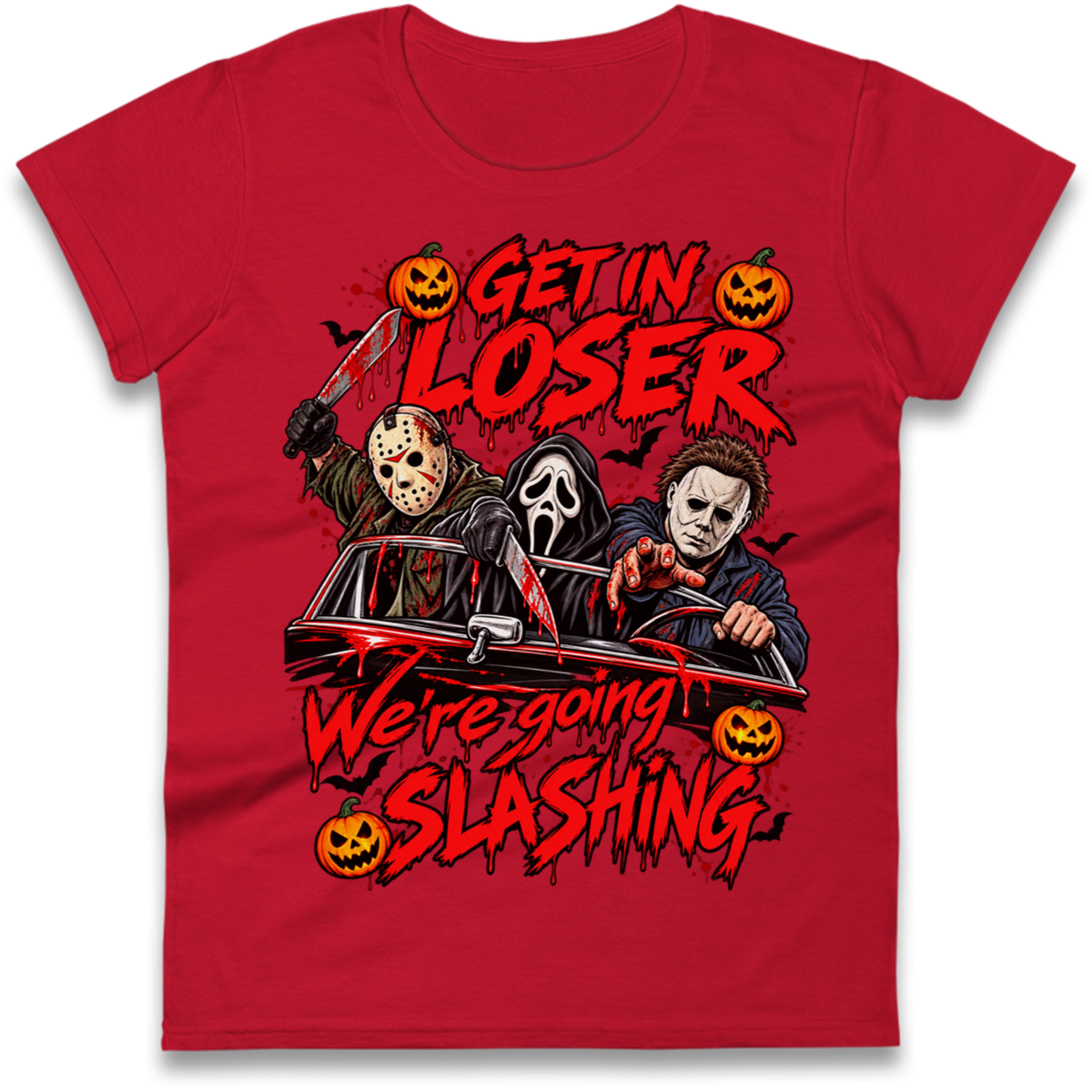 Retro Horror Movie Halloween Slasher Villains Ladies T-Shirt