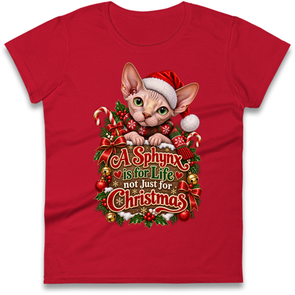 Sphynx Cat Christmas Ladies T-Shirt