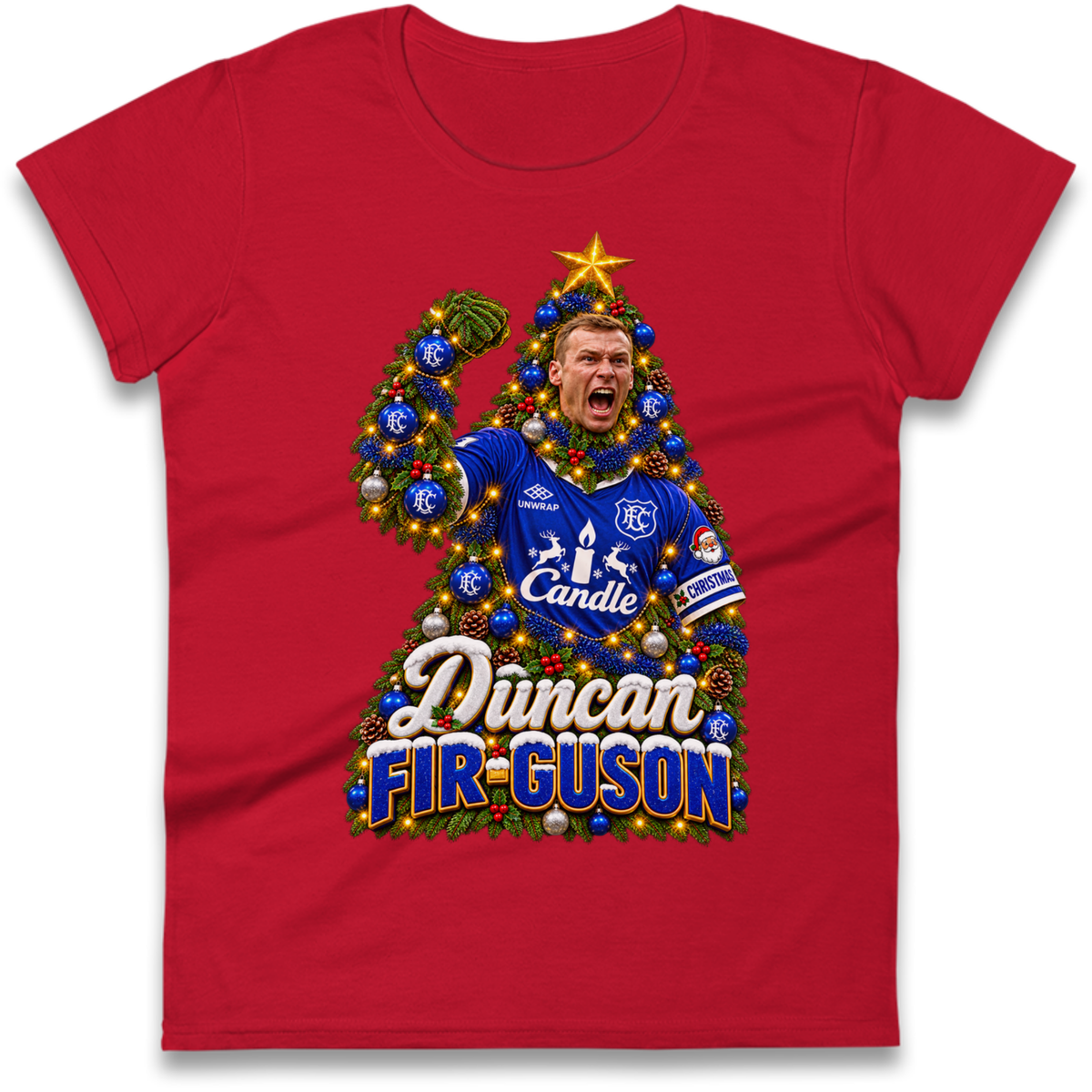 Duncan Ferguson Everton Christmas Ladies T-Shirt