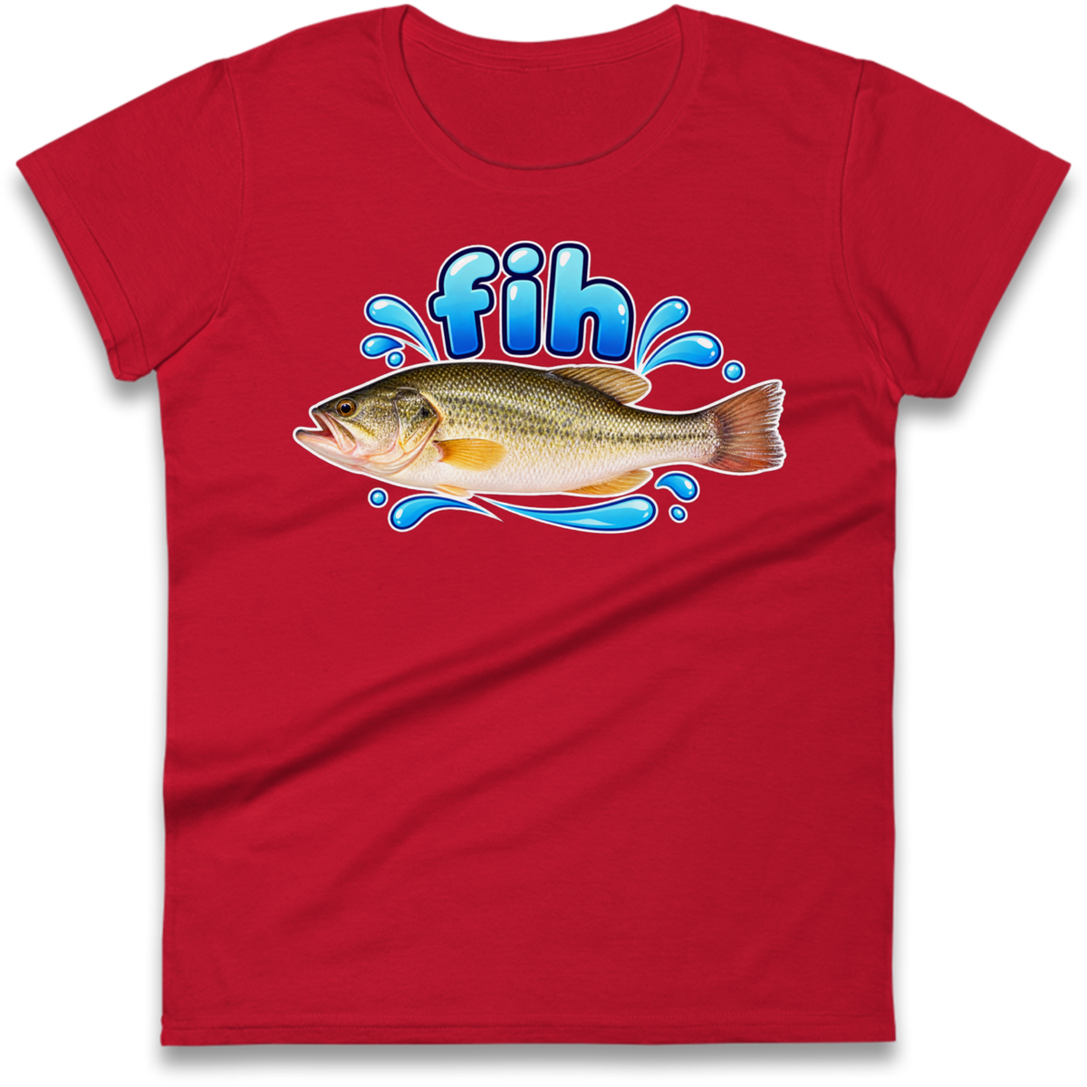 Fih Funny Bass Fish Ladies T-Shirt