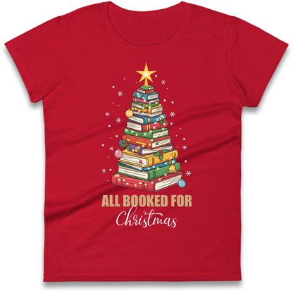 Book Tree Christmas Ladies T-Shirt