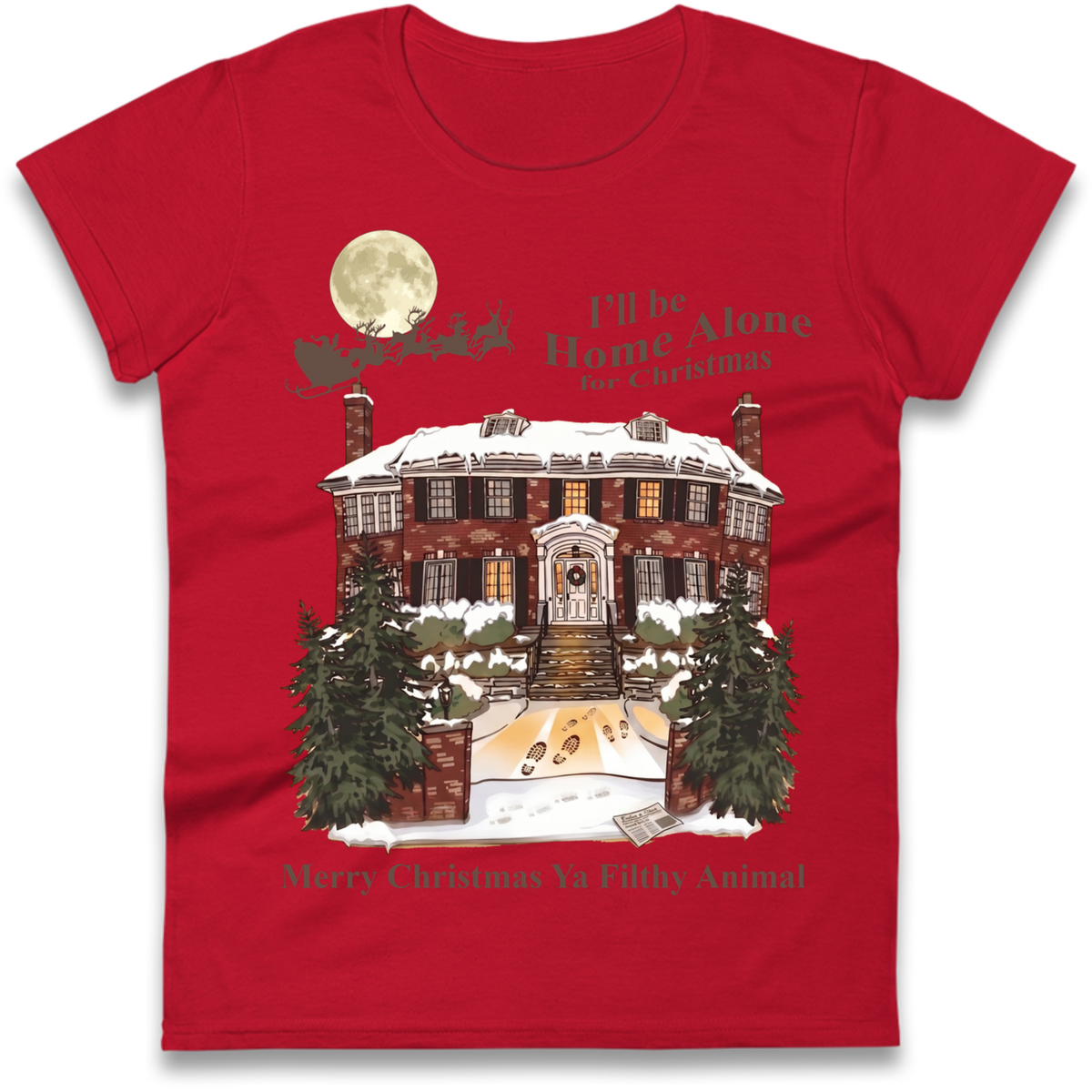 Home Alone Festive Christmas Ladies T-Shirt
