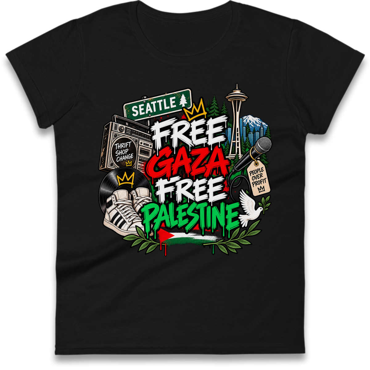 Macklemore Ed Sheeran Tour Palestine Ladies T-Shirt