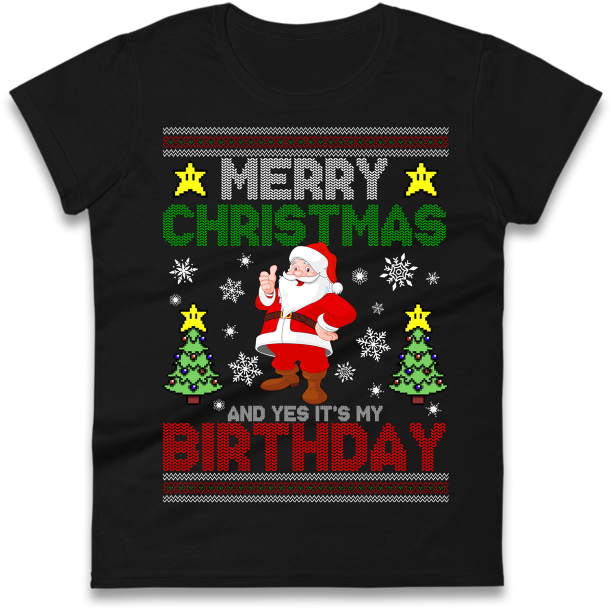 Santa birthday design Ladies T-Shirt