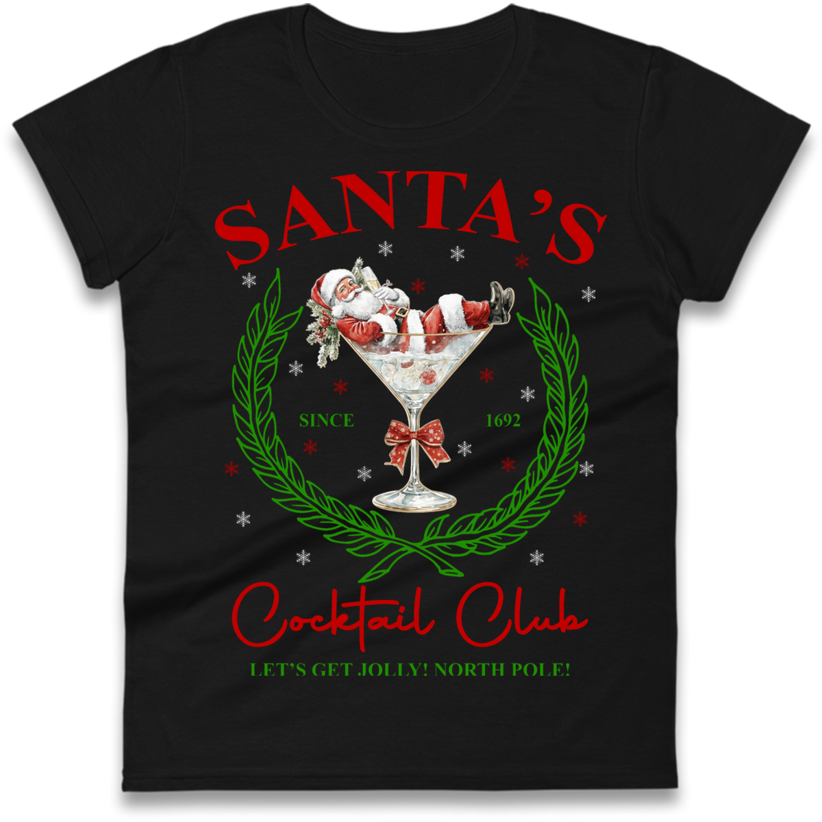 Cocktail Lover Christmas Ladies T-Shirt