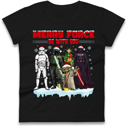 Merry Force Be With You Christmas Ladies T-Shirt