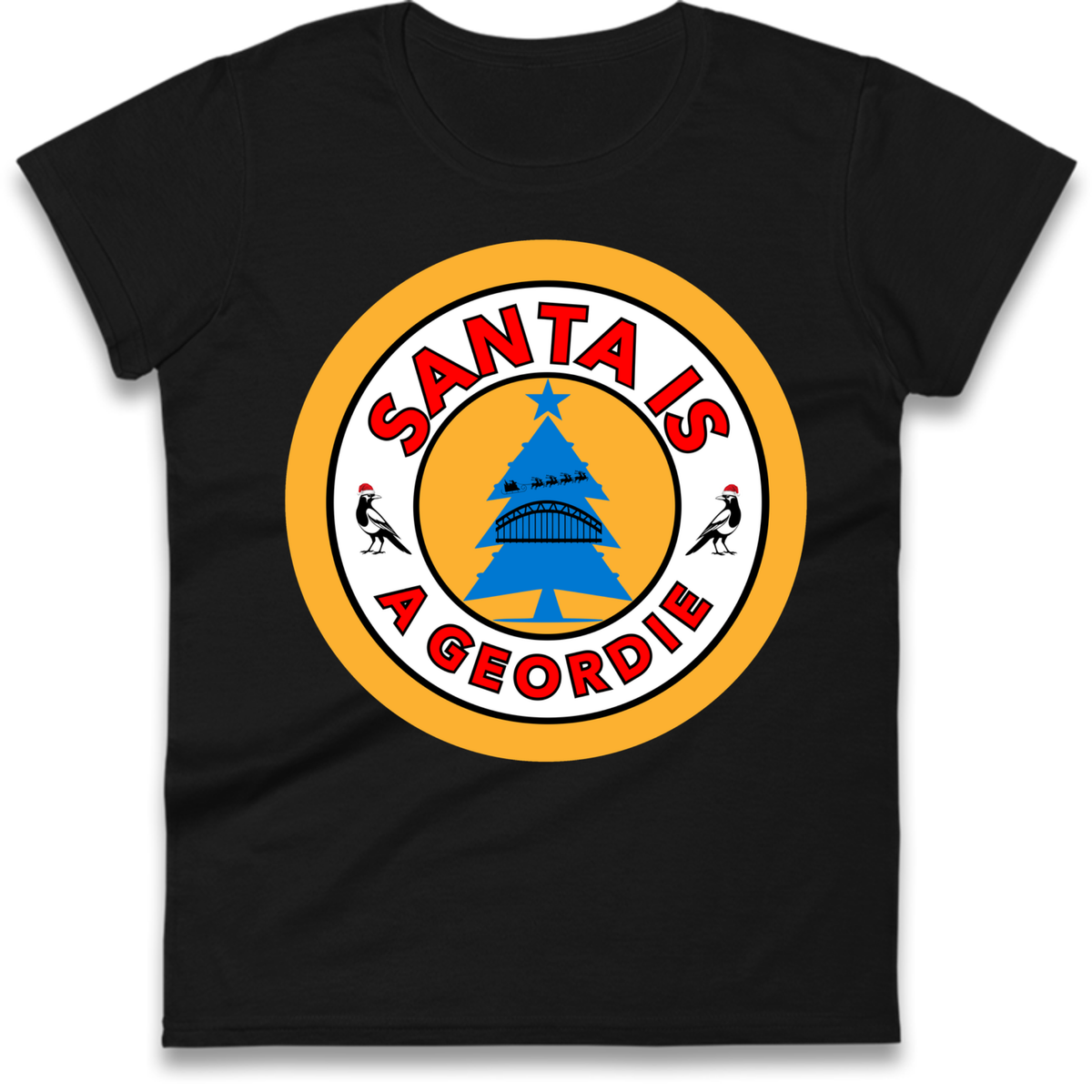 Geordie Santa  Christmas Ladies T-Shirt