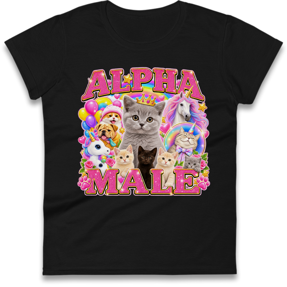 Alpha Male Funny Kitten Unicorn Ladies T-Shirt