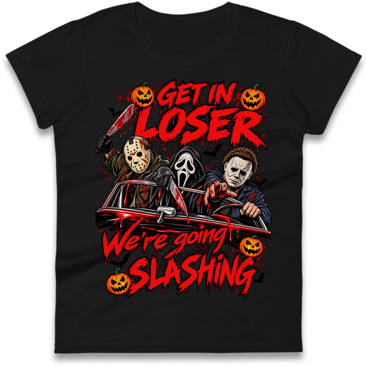 Retro Horror Movie Halloween Slasher Villains Ladies T-Shirt