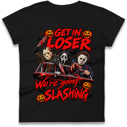 Retro Horror Movie Halloween Slasher Villains Ladies T-Shirt