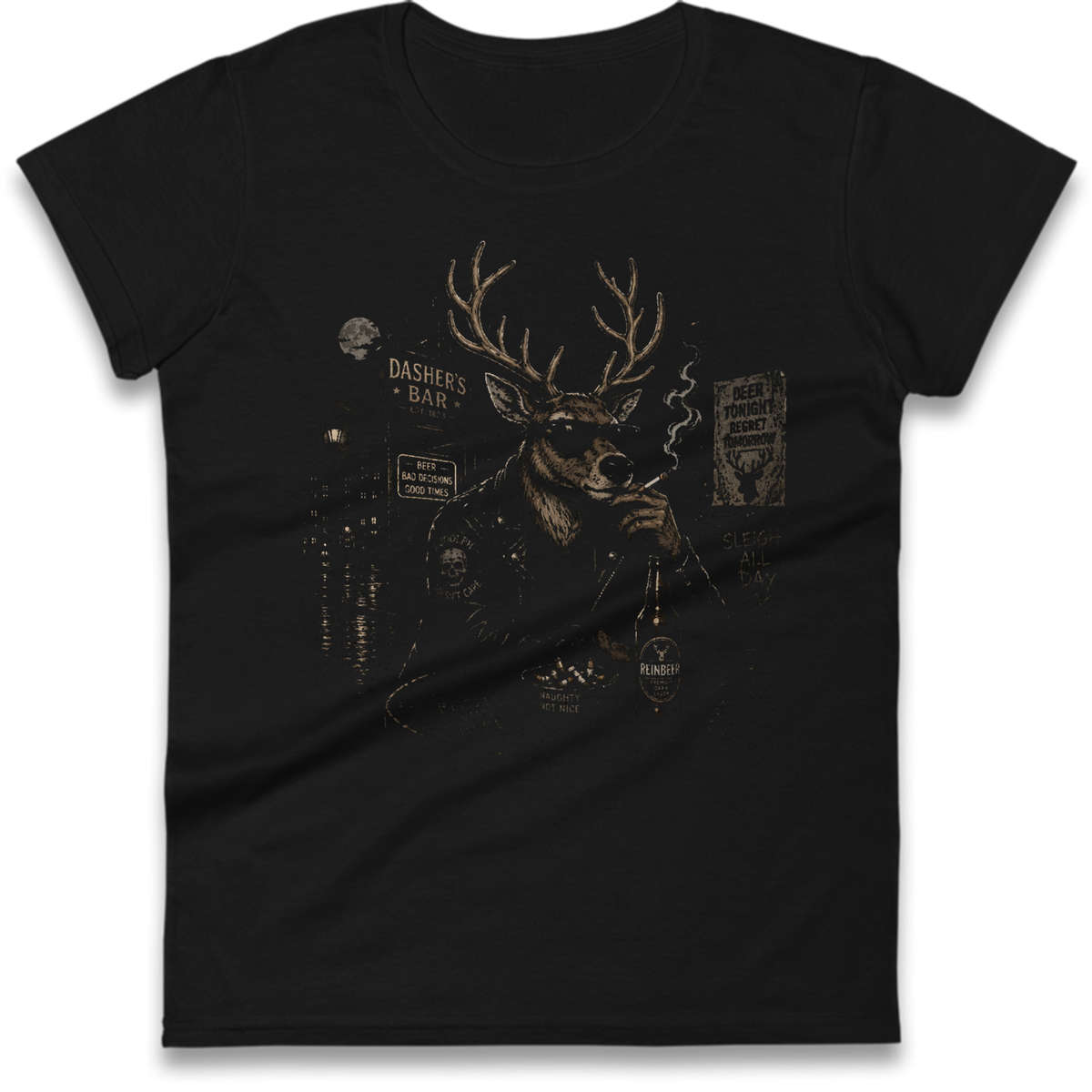 Reindeer Night Out Ladies T-Shirt