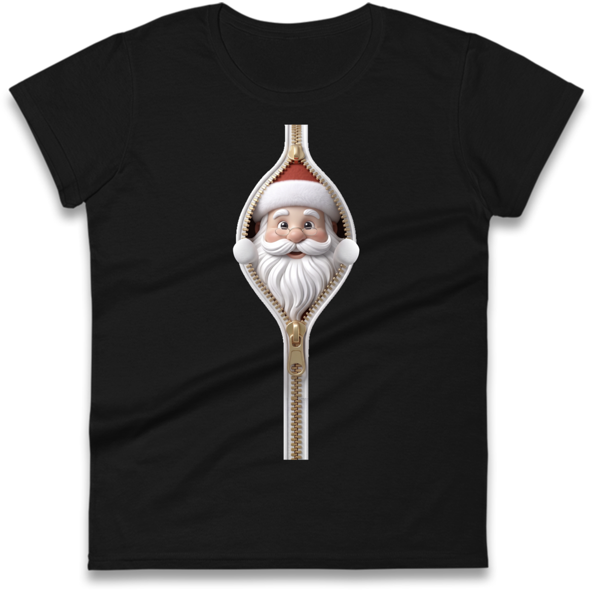 Santa Face Novelty Ladies T-Shirt