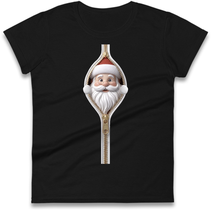 Santa Face Novelty Ladies T-Shirt